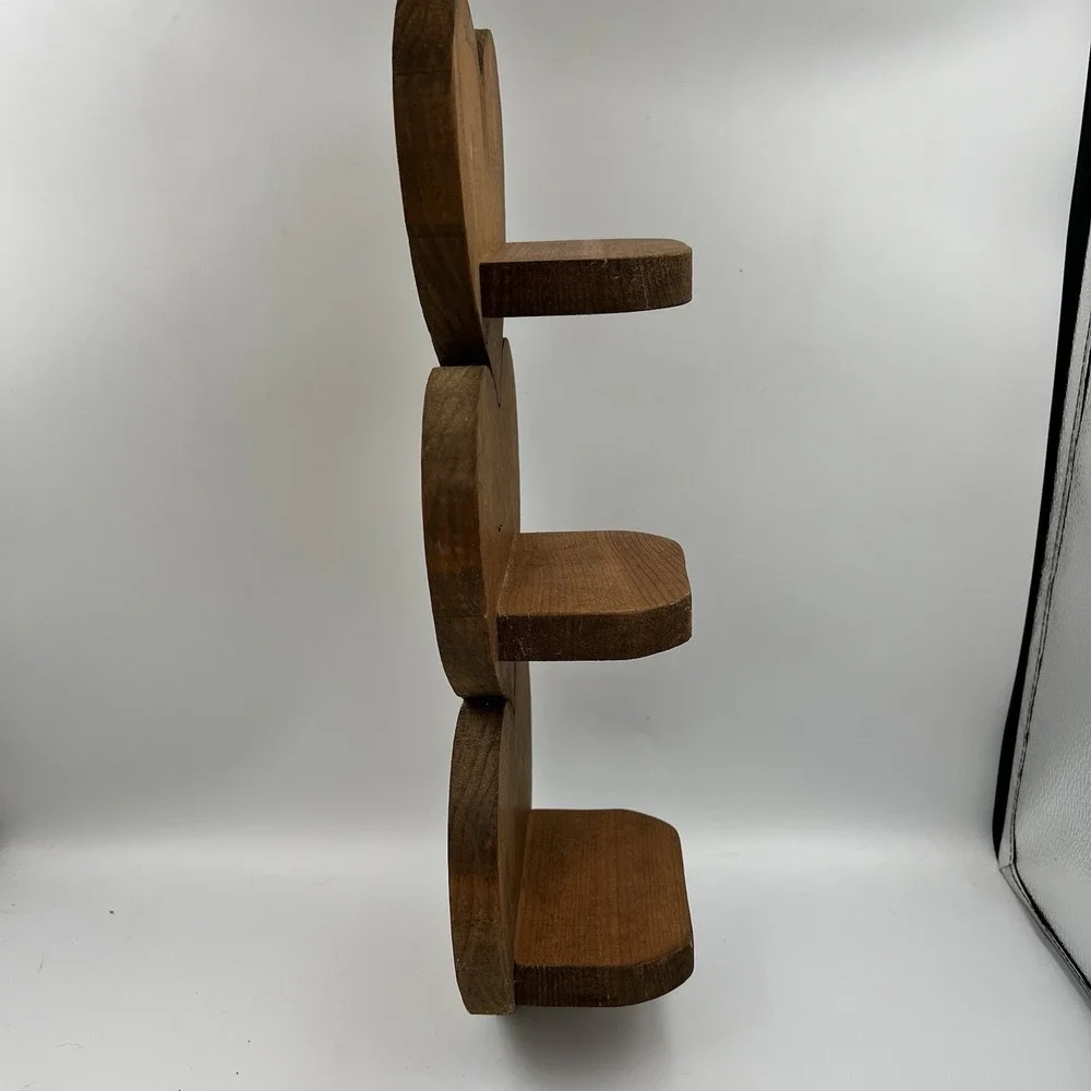 Vintage 3 Tier Wooden Handmade Heart Shaped Wall Shelf  Cottagecore Granny